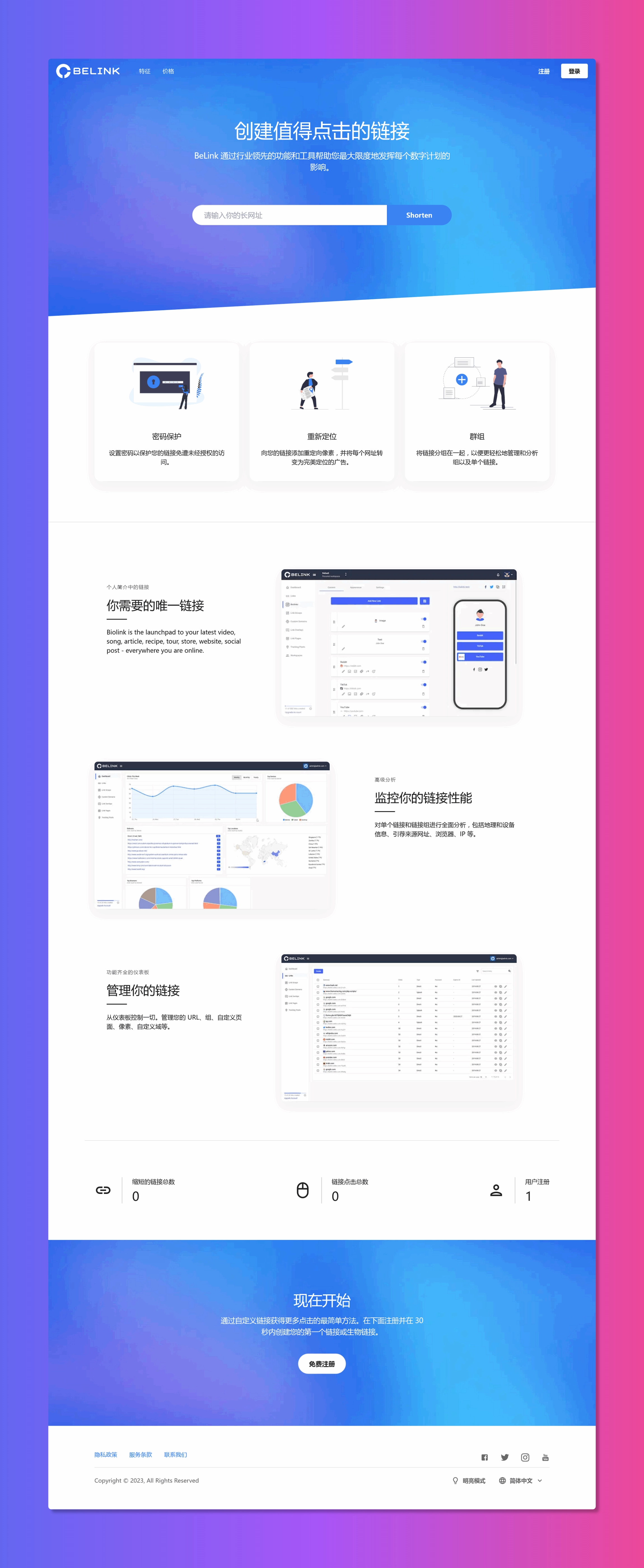 BeLink - 支持生成多种URL 缩短网址PHP源码-韵味资源网